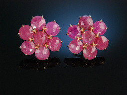 Flower Earrings! Ohrringe Silber 925 ros&eacute; vergoldet Rubine Italian Style