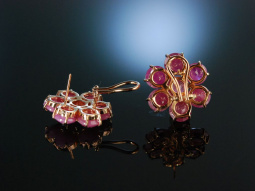 Flower Earrings! Ohrringe Silber 925 ros&eacute; vergoldet Rubine Italian Style