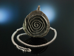 Big Sixties! Gro&szlig;er Spiral Anh&auml;nger mit Kette Silber 925 K&ouml;ln um 1965