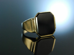 Schwerer Siegel Monogramm Familien Ring Gold 333 Onyx