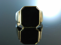 Schwerer Siegel Monogramm Familien Ring Gold 333 Onyx