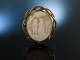 Romantische Kamee! Viktorianische Muschel Gemmen Brosche Galantes Paar England um 1860 vergoldet