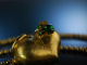 Frosch König! Großer Herz Anhänger mit Kette Silber 925 vergoldet grünes Email