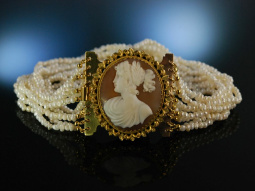 Antique Cameo! Historische Kropf Kette Muschel Kamee...