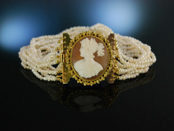 Antique Cameo! Historische Kropf Kette Muschel Kamee...