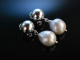 Glanz und Perlen! Ohrringe Silber 925 große graue Zuchtperlentropfen