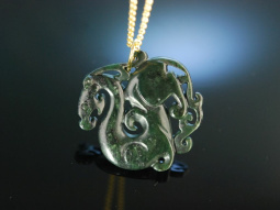 Lucky Dragon! Jade Drachen Anh&auml;nger Pendant mit...