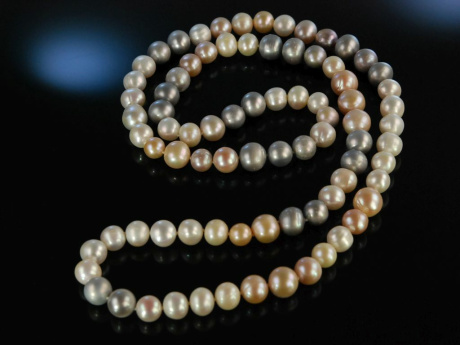 Big bright Pearls! Wundervolle lange dicke S&uuml;&szlig;wasser Zuchtperlen Kette multicolor