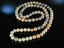 Big bright Pearls! Wundervolle lange dicke S&uuml;&szlig;wasser Zuchtperlen Kette multicolor