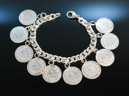 Leises Klimpern! Sch&ouml;nes Armband Silber 925 antike Silber M&uuml;nzen um 1915