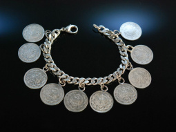 Leises Klimpern! Sch&ouml;nes Armband Silber 925 antike Silber M&uuml;nzen um 1915