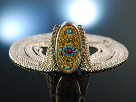 Schöne Münchnerin! Traumhafte antike Kropfkette 12reihig Silber 800 um 1860