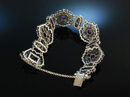 Zur Tracht! Wundervolles Perlen Amethyst Armband Silber 825  um 1950