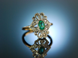 Klassisch sch&ouml;n! Wundervoller Smaragd Ring Gold 585 Brillanten Verlobungsring