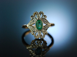 Klassisch sch&ouml;n! Wundervoller Smaragd Ring Gold 585 Brillanten Verlobungsring