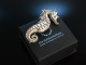 Big Seahorse! Schöne große Seepferdchen Brosche Silber