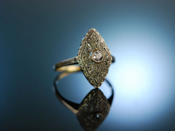 True love! Antiker Art Deco Diamant Verlobungs Ring Gold...