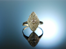 True love! Antiker Art Deco Diamant Verlobungs Ring Gold 585 um 1925