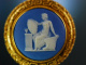 Antique Wedgwood! Feine Porzellan Brosche Blue Jasper Gold 585 England um 1850