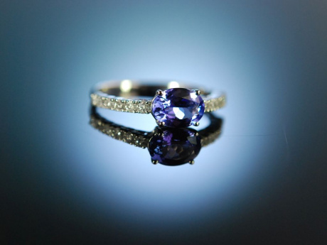 Sag ja! Verlobungs Engagement Ring Wei&szlig; Gold 750 Tansanit Brillanten