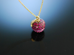 Kleiner roter Apfel! Zartes Collier Gold 750 Rubine rosa...