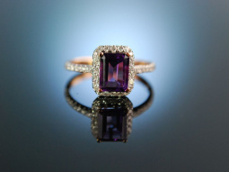 Lovely Violett! Traumhafter Ring Ros&eacute; Gold 750 Amethyst Brillanten