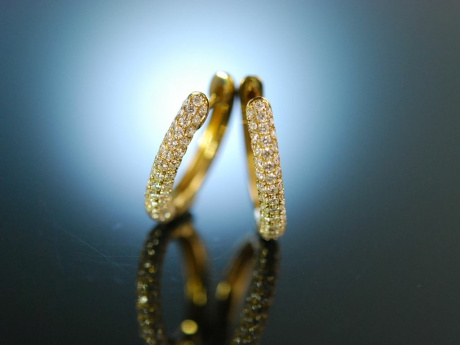 Sparkling Earrings! Wundervolle ovale Creolen Gold 750 Brillanten 1,2 ct