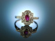 Wahre Liebe! Verlobungs Engagement Ring Wei&szlig; Gold 750 Rubin Brillanten