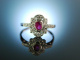 Wahre Liebe! Verlobungs Engagement Ring Wei&szlig; Gold 750 Rubin Brillanten