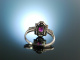 Wahre Liebe! Verlobungs Engagement Ring Wei&szlig; Gold 750 Rubin Brillanten