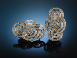 Brilliant Knots! Fantastische Ohrringe Platin Wei&szlig; Gold 750 Brillanten 1 ct
