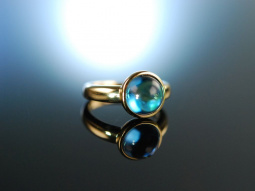 Meeresblau! Sch&ouml;ner klassischer Ring Gold 750 Blau...