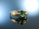 Um 1890! Historischer Verlobungs Ring Gold 585 Turmalin Diamant Rosen
