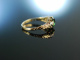 Um 1890! Historischer Verlobungs Ring Gold 585 Turmalin Diamant Rosen