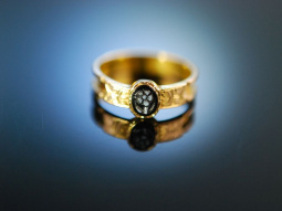 Meine Blume! Zarter antiker Verlobungs Ring England um 1880 Gold 585 Achat Kamee