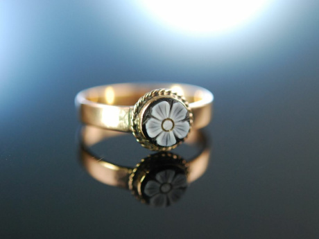 My Daisy! Antiker Verlobungs Ring England um 1860 Gold 585 Achat Kamee