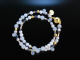 Meeresblau! Fancy Armband Chalzedon Saphir Achat Perlen Silber 925 vergoldet