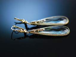 Antiker Charme! H&uuml;bsche Ohrringe um 1935 Silber vergoldet aquamarin farbene synthetische Spinelle