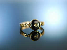 Zum zweiten Hochzeitstag England um 1850! Liebes Ring Gold 375 Diamant Onyx