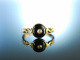 Zum zweiten Hochzeitstag England um 1850! Liebes Ring Gold 375 Diamant Onyx