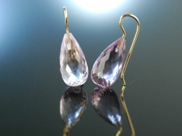 Funky Drops! Ohrringe facettierte Pink Amethyst Tropfen Gold 585