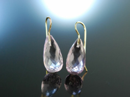 Funky Drops! Ohrringe facettierte Pink Amethyst Tropfen Gold 585