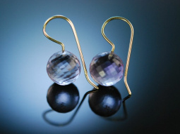 Funky Balls! Ohrringe facettierte Pink Amethyst Kugeln Gold 585