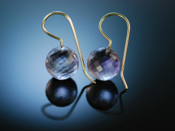 Funky Balls! Ohrringe facettierte Pink Amethyst Kugeln Gold 585