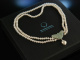 Very pretty! Sch&ouml;nes 2reihiges Collier geschnittene Jade Zuchtperlen Silber 925