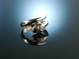 White Snake! Snakes Ring White Gold 750 Brilliant and...