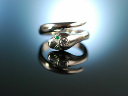 White Snake! Snakes Ring White Gold 750 Brilliant and...