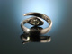 White Snake! Schlangen Ring Wei&szlig; Gold 750 Brillant und Smaragde