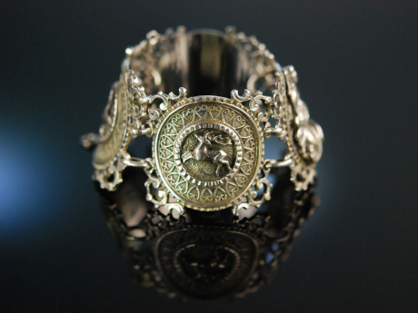 Jagd Motive zur Tracht! Großes Armband Silber 925 Blachian um 1960