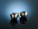 Big Grey Pearls! Tahiti Zucht Perlen Ohrringe Gold 585